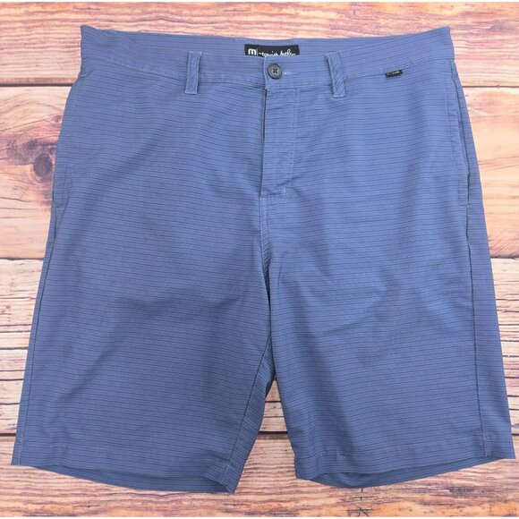Travis Mathew Mens Blue Striped Flat Front Golf Shorts 34 *Small flaw* - Picture 1 of 7